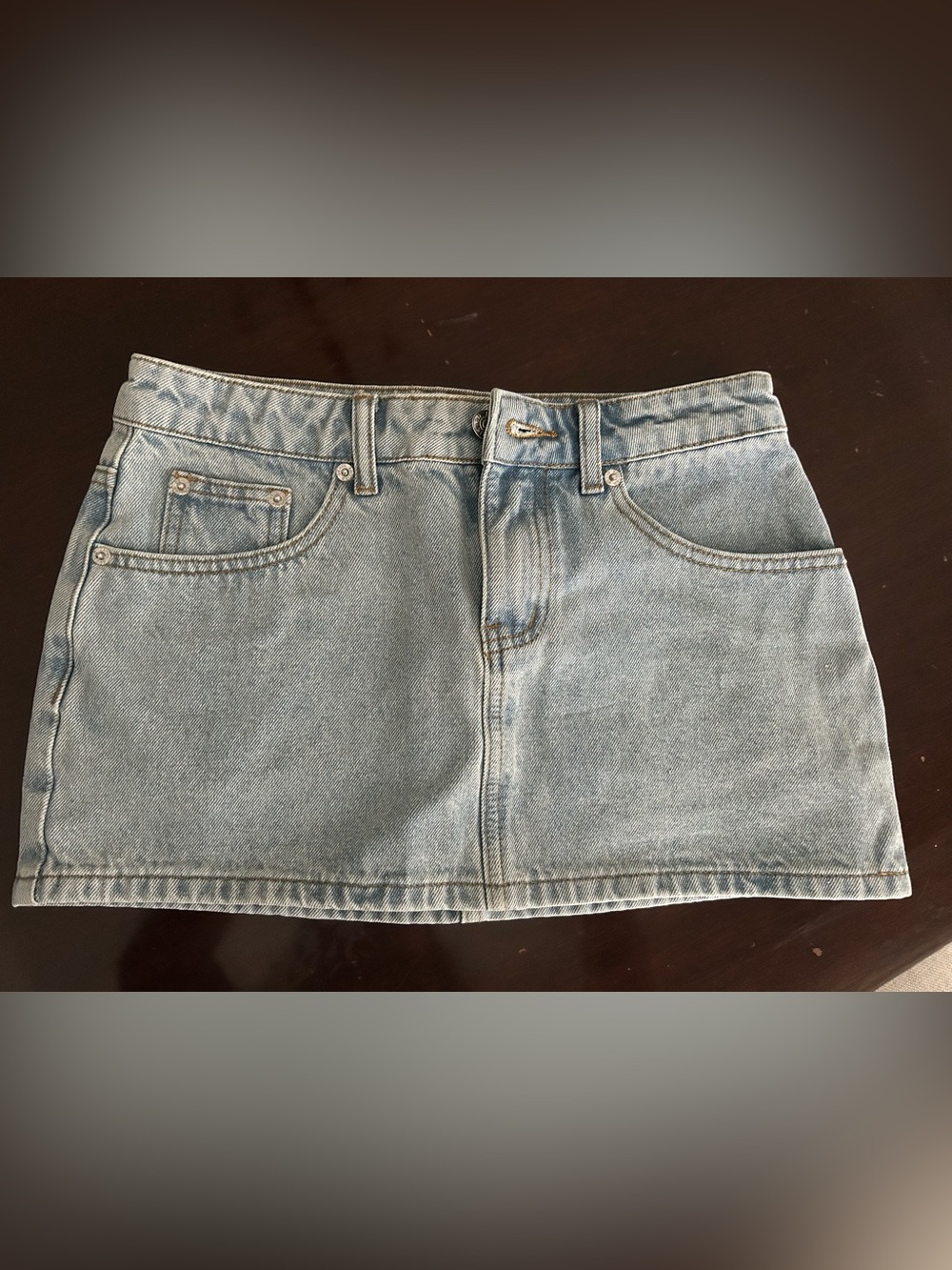 NWT Edikted Light Wash Blue Denim Mini Skirt